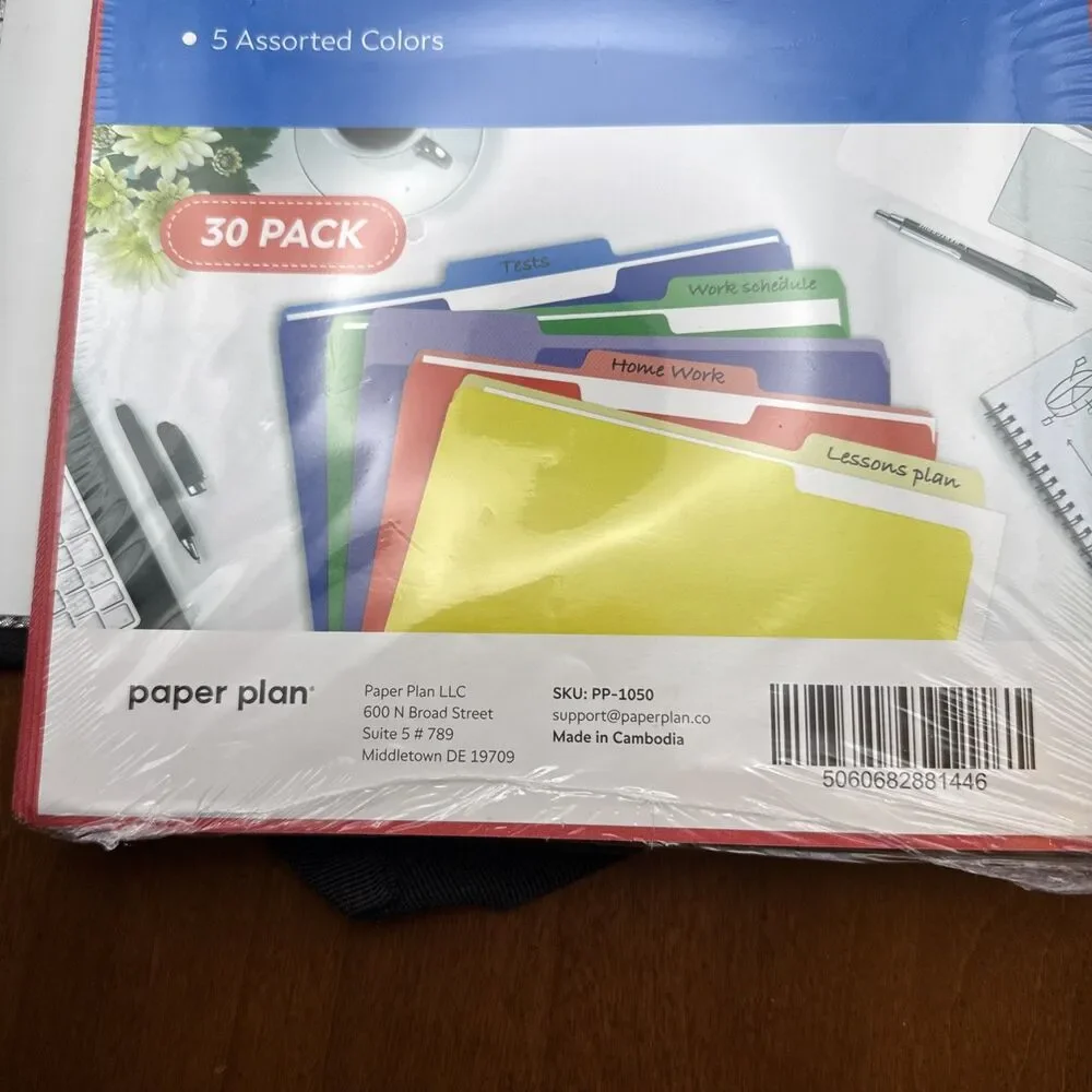 Paper Plan File Folders 30 Pack • Reversible Multi-Color • Letter Size • 1/3 Cut